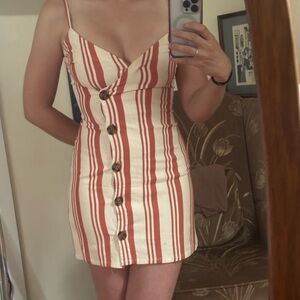 Sky and Sparrow Red and White Bodycon Mini Dress